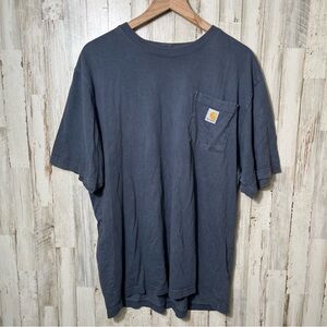 Vtg Carhartt Blue Faded Short Sleeve Pocket T Shirt Loose Fit Mens Size‎ Large